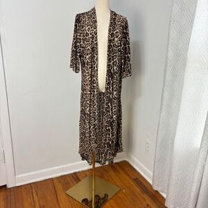 Sheer Leopard Print Kimono Mob Wife Duster Cardigan Mesh Indie Sleaze Women O/S